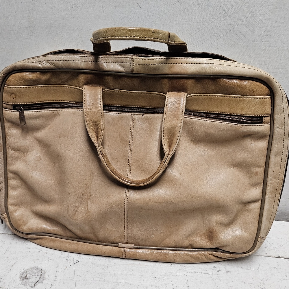 Heritage tan full grain leather portfolio laptop bag style 12001
